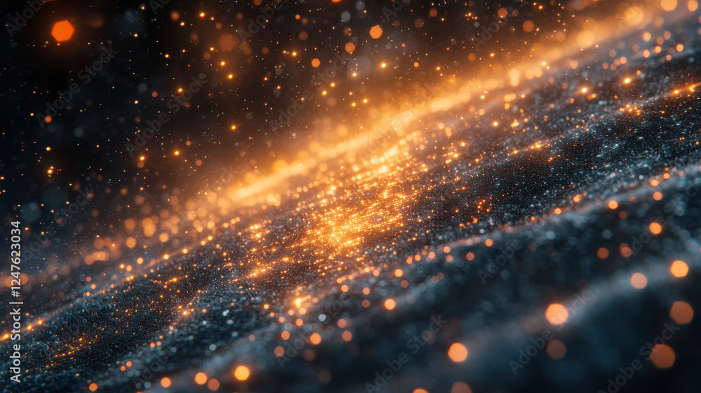 Poster mesmerizing abstract background featuring glowing particles and vibrant neon lights, creating sense 