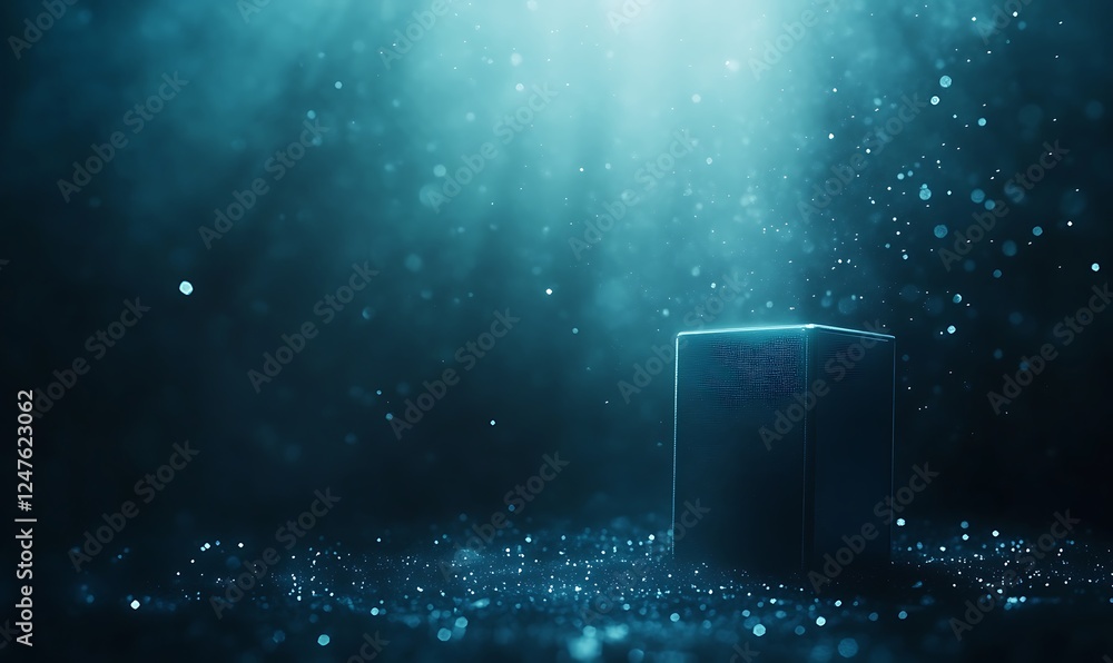 Aufkleber a futuristic digital vault featuring advanced biometric locks in a high-tech environment.