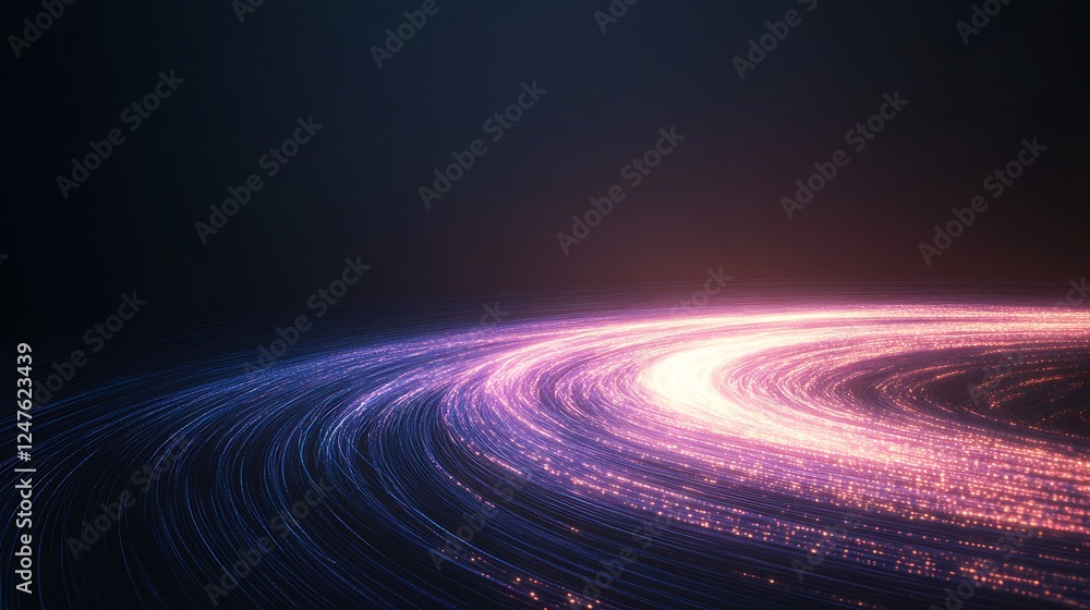 Poster A futuristic image depicting a glowing data stream flowing in a spiral pattern.