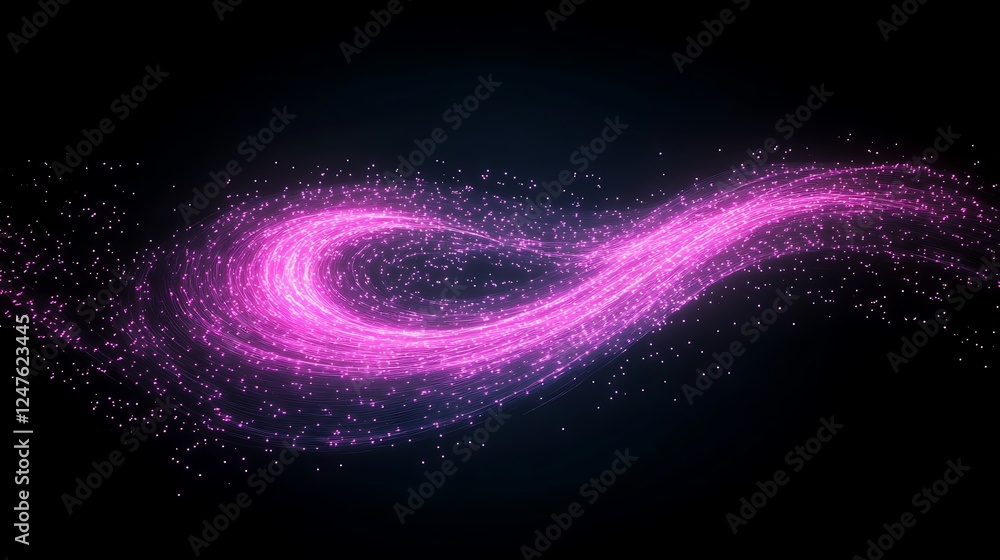 Poster a vibrant, futuristic depiction of a data stream flowing in a spiral, embodying modern technology an
