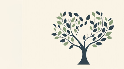 Heart-shaped tree logo mockup with space for text on neutral background