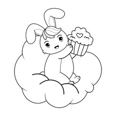 Valentine Day Coloring Page with cute bunny