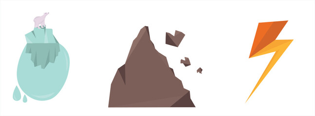 Natural events icons. Natural disasters vector illustrations.