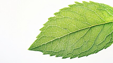 Obraz premium Leaf's Detailed Texture: Close-up shot of a vibrant green leaf, showcasing its intricate veins and textured surface.