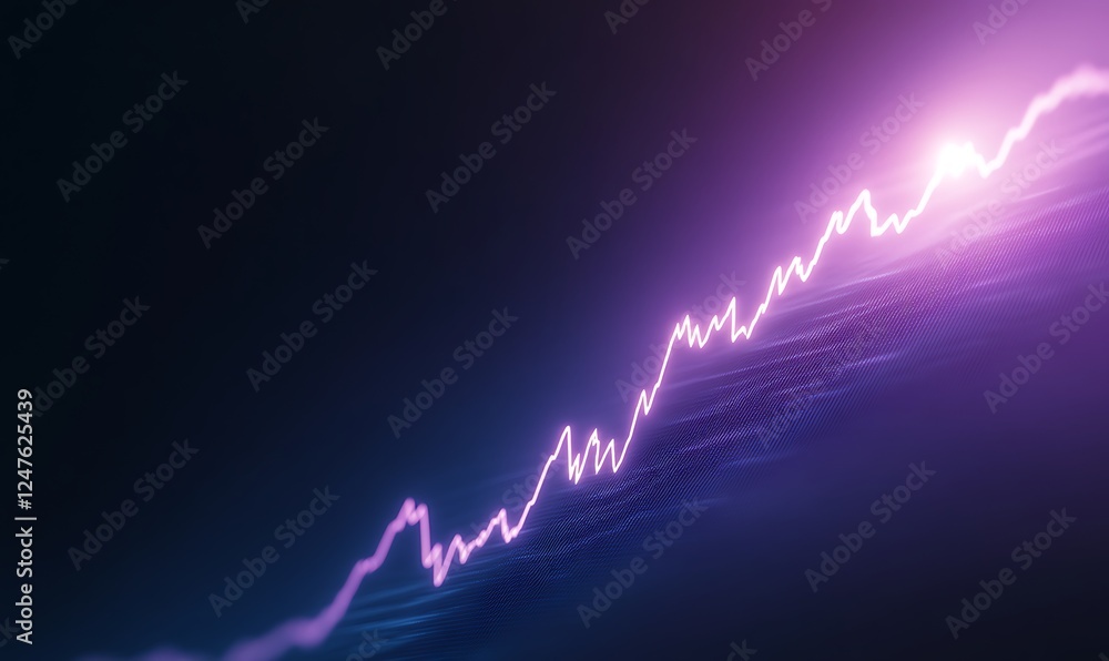 Poster a vibrant image showcasing a financial growth indicator with neon glowing effects.