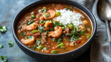 Authentic Shrimp Gumbo with Rice, a Culinary Delight from Louisiana
