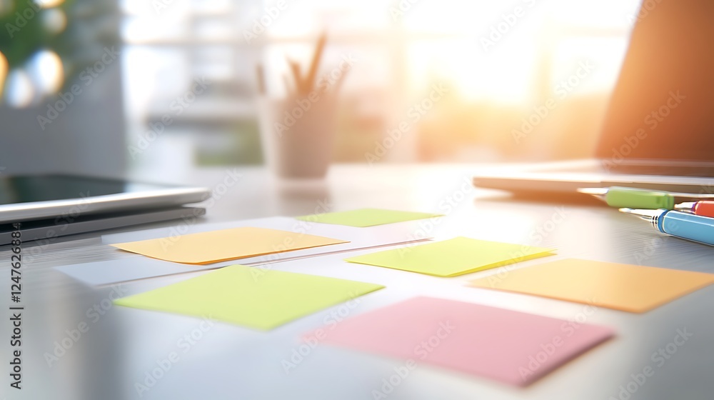 Poster a vibrant content calendar image featuring sticky notes, ideal for planning and organization.