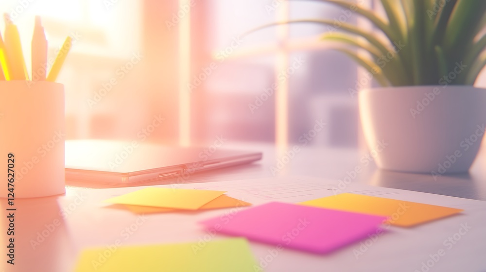 Poster a vibrant content calendar image featuring sticky notes, ideal for planning and organization.