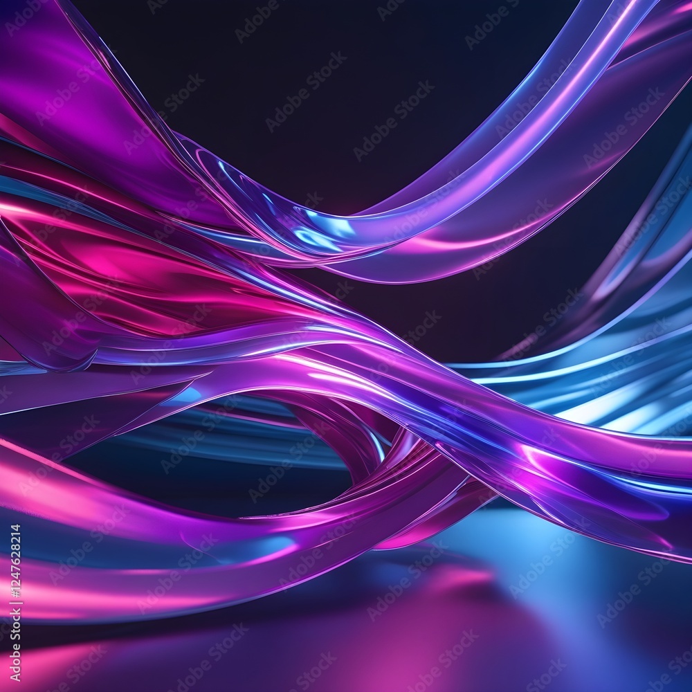 Poster iridescent ribbon waves: a modern abstract background with flowing lines