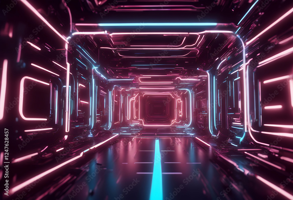 Poster render motion glow cyberspace futuristic neon 3d abstract background explosion three-dimensional spa