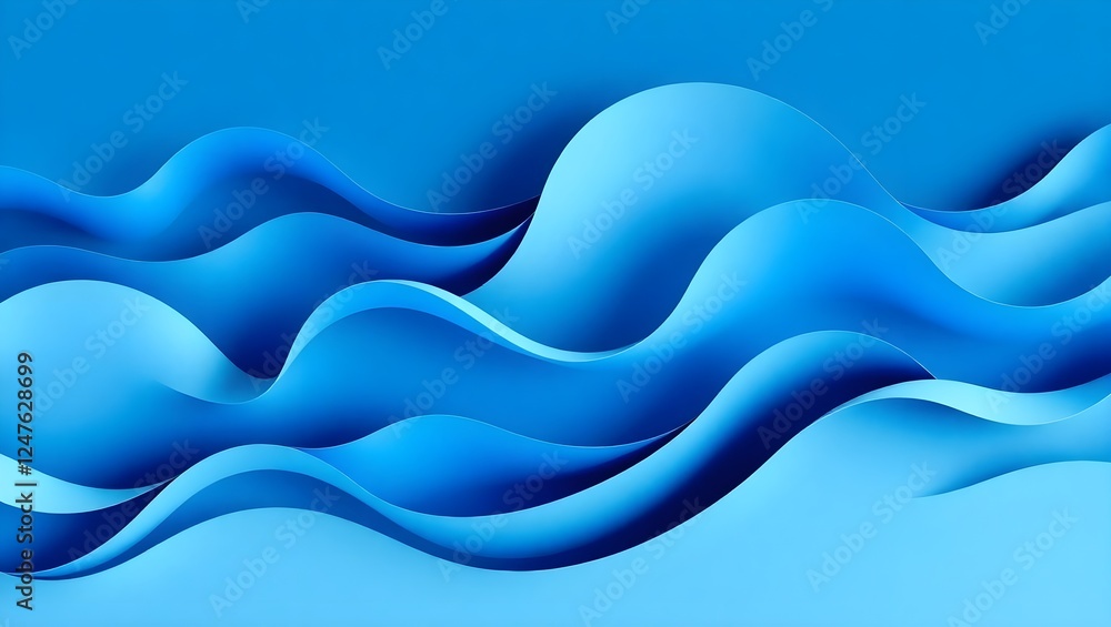 Poster elegant flowing azure waves abstract background for digital presentation