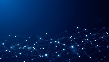 Connected Dots and Lines on Dark Blue Background with Glowing Effect