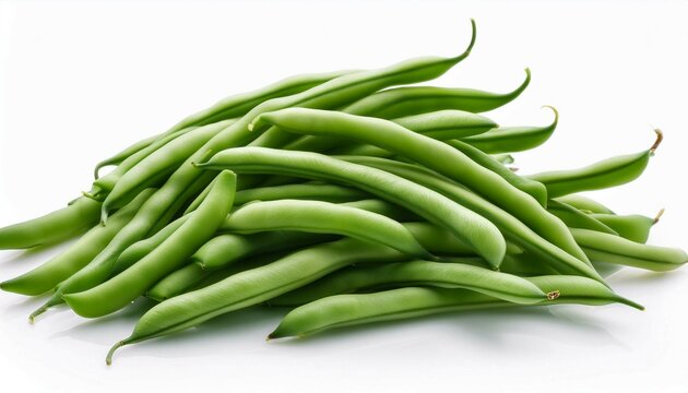 green beans on white background