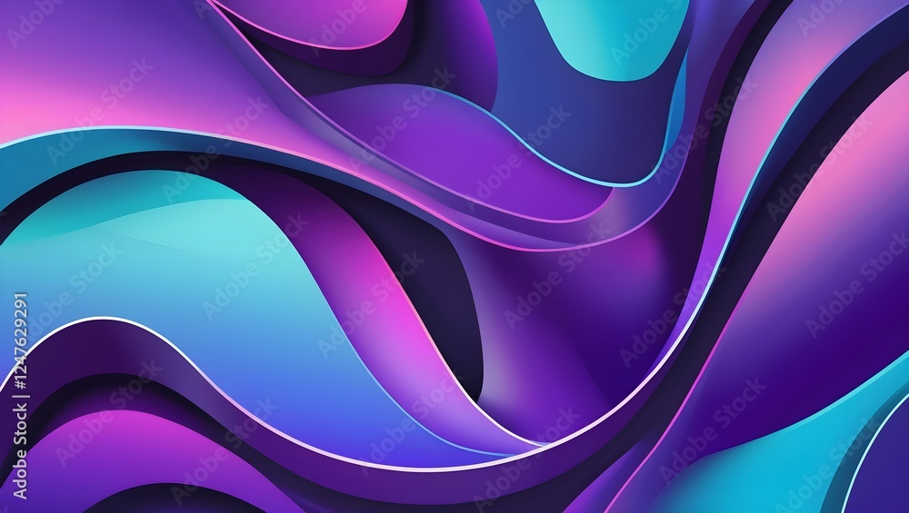 Poster fluid color transition: abstract waves with modern gradient aesthetics