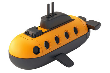 Fototapeta premium 3D Render of Bright Orange Cartoon Submarine with Playful Design and Details