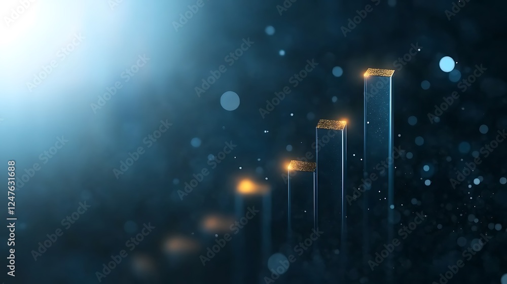 Poster A 3D bar graph illustrating growth, symbolizing increase and progress in data visualization.