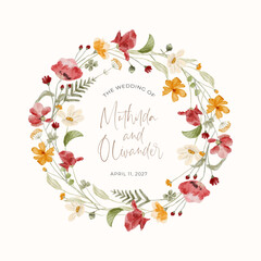 beautiful wildflower watercolor wreath