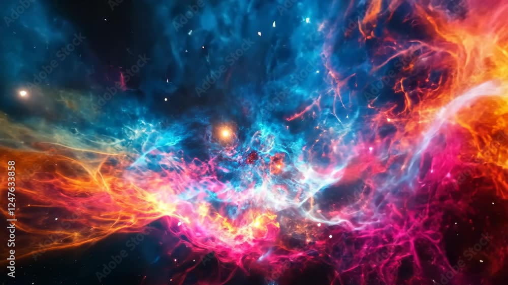 Wall mural exploring the vibrant colors and patterns of a cosmic nebula in deep space