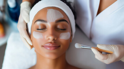 Black Woman Relaxing During a Professional Skincare Treatment