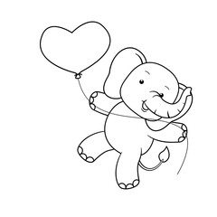 Valentine Day Coloring Page with cute elephant