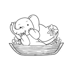 Valentine Day Coloring Page with cute elephant