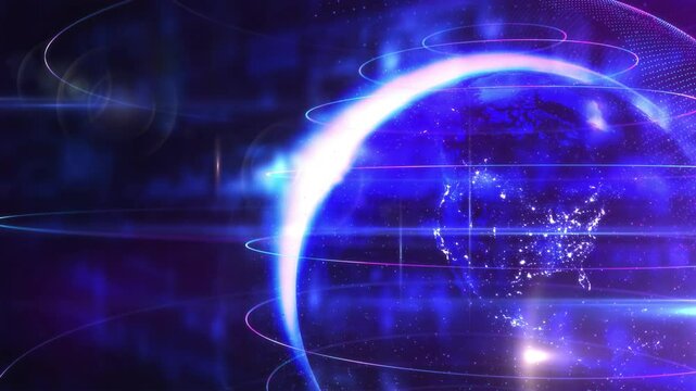 A virtual planet Earth surrounded by layers of modern technological environment