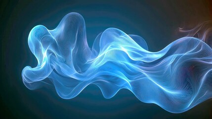 Abstract Blue Flowing Wave Energy Motion: Dynamic Fluid Light Lines Texture Swirling Glowing Ethereal Dreamlike Serene Mystical Spiritual Subtle Gradient Digital Art