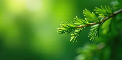 delicate green needles unfurl from tightly closed buds, nature, trees