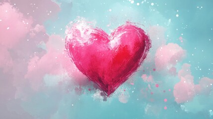 Obraz premium pink heart watercolor painting