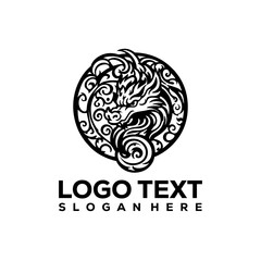 black dragon on blue background