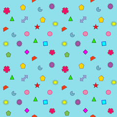 Seamless pattern of colorful balloons with floral and heart elements, perfect for a romantic and cheerful design