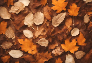 autumn composition orange flat beige beautiful creative leaves dried view pattern brown top lay fall background gold postcard card flower decor wallpaper vintage holiday thanksgiving flora topview