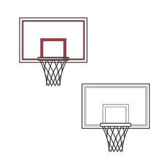 basketball hoop isolated on white background. Drawing with line art. Simple design. Vector illustration
