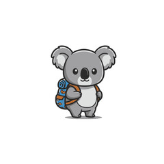 Cute Cartoon Koala with a Backpack Ready for Adventure