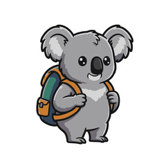 Cute Cartoon Koala Character With Backpack Ready for Adventure