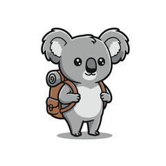 Cute Cartoon Koala Character with Backpack Ready for Additional Adventures