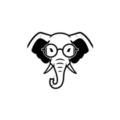Illustration of an Elephant Wearing Glasses in a Minimalist Art Style