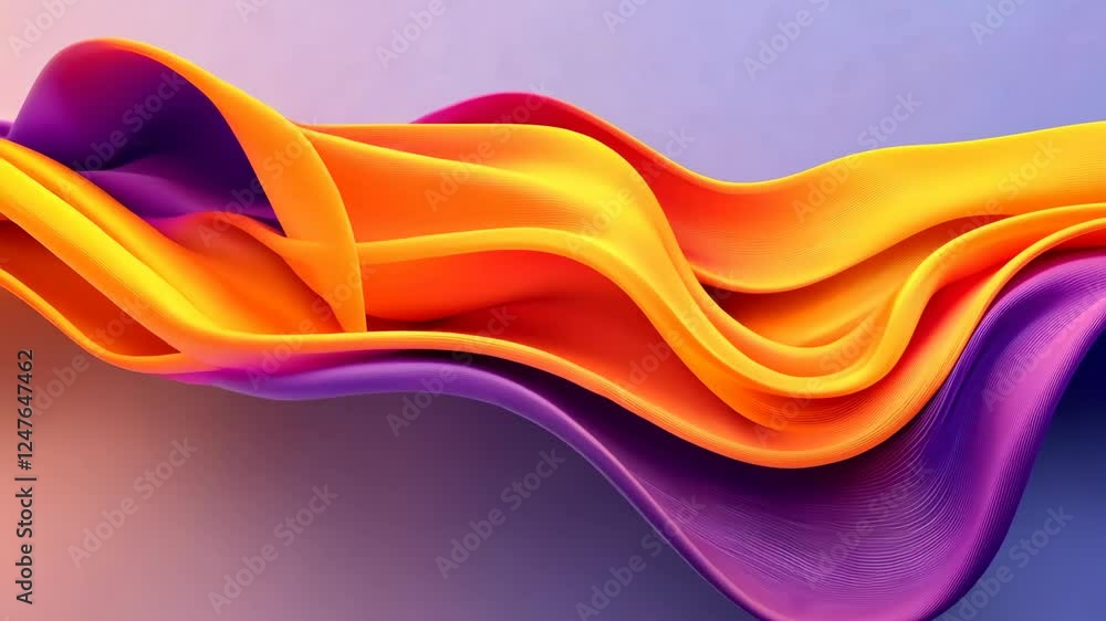 Poster bright colorful abstract waves flowing gracefully against a soft gradient background