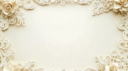 Elegant White Lace Frame With Delicate Flowers