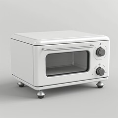 Fototapeta premium A compact white toaster oven designed for baking and toasting food. isolated on white background