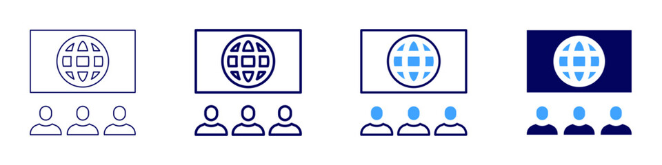 Conference booklet icon in 4 different styles. Thin Line, Line, Bold Line, Duotone. Duotone style. Editable stroke