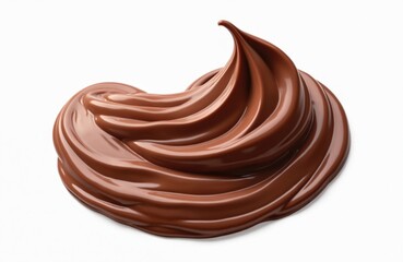 Close-up shot of melted chocolate cream. Smooth, glossy surface with flowing waves. Rich brown color. Perfect for food advertising or product display. Suggests indulgence, sweetness, deliciousness.