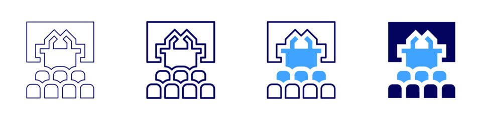 Contact information icon in 4 different styles. Thin Line, Line, Bold Line, Duotone. Duotone style. Editable stroke