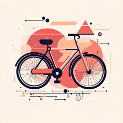 Fototapeta premium Abstract illustration of a bicycle with geometric shapes and lines.