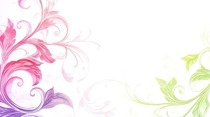 Pastel Floral Swirls Design White Background