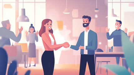 Professionals Shaking Hands in a Modern Office