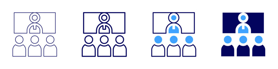 Interactive workshop icon in 4 different styles. Thin Line, Line, Bold Line, Duotone. Duotone style. Editable stroke