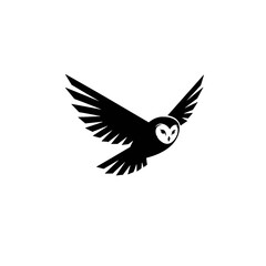 Obraz premium Silhouette of a Flying Owl with Wings Spread Wide in Motion