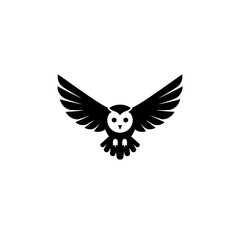 Fototapeta premium Elegant Silhouette of a Flying Owl With Outstretched Wings in Minimalist Style