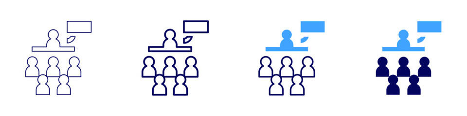 Session debrief icon in 4 different styles. Thin Line, Line, Bold Line, Duotone. Duotone style. Editable stroke